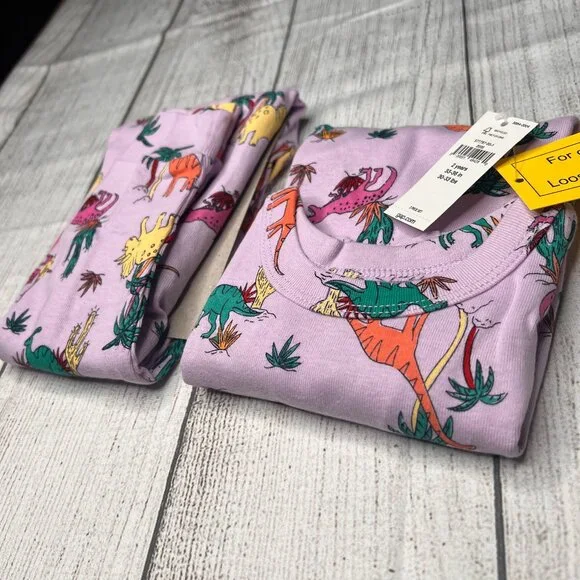 NWT Baby Gap 2 Piece Pjs lavender dinosaur print size 2T - Picture 1 of 11